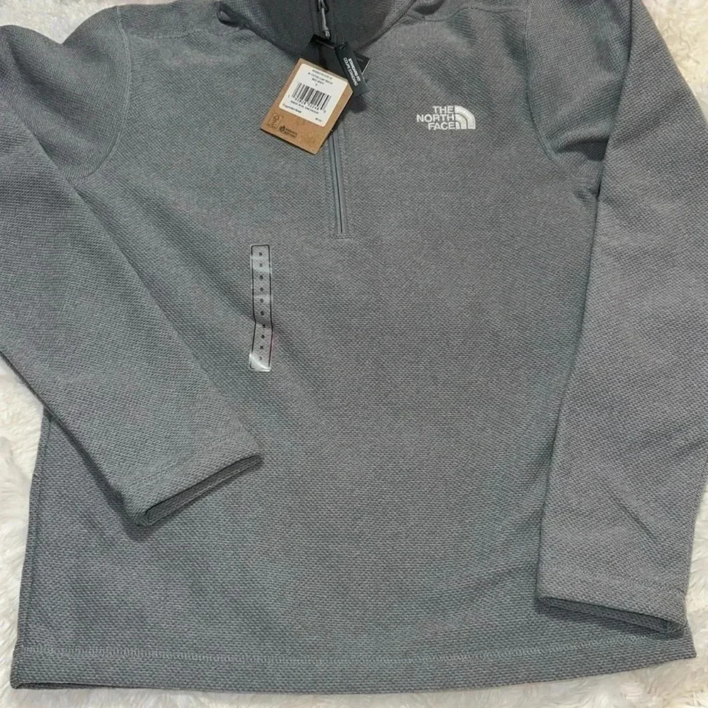 NWT The North Face Men Txtrd Cap Rock Mid Gray Pullover Quarter Zip SIZE SM - Picture 3 of 8